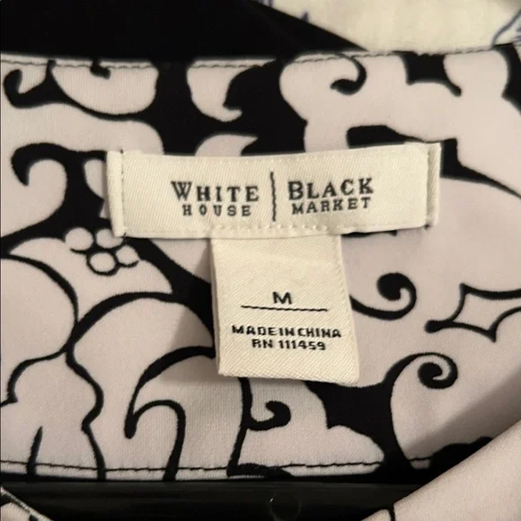 White House Black Market Black and White Patterned Mini Dress - Picture 7 of 8